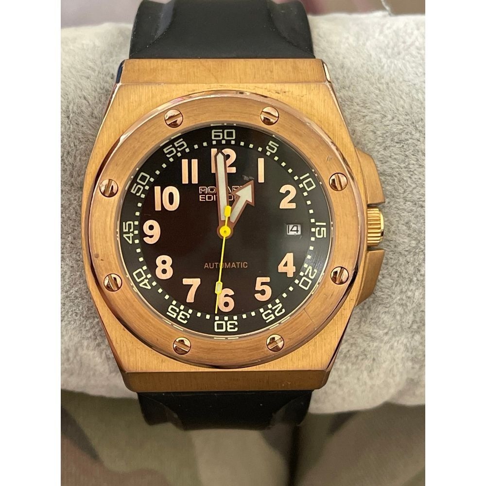 Rotary Editions Automatic Black Rubber Strap Watch